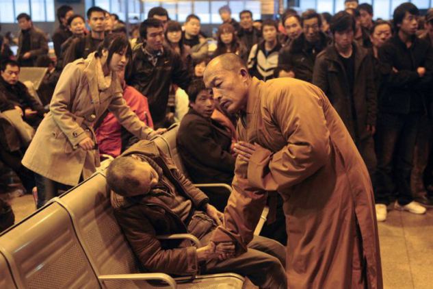 Buddhist Monk Blesses A Dead Man