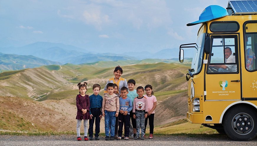 Bus Fleet Brings Kindergarten To Kids In Uzbekistan Mountains
